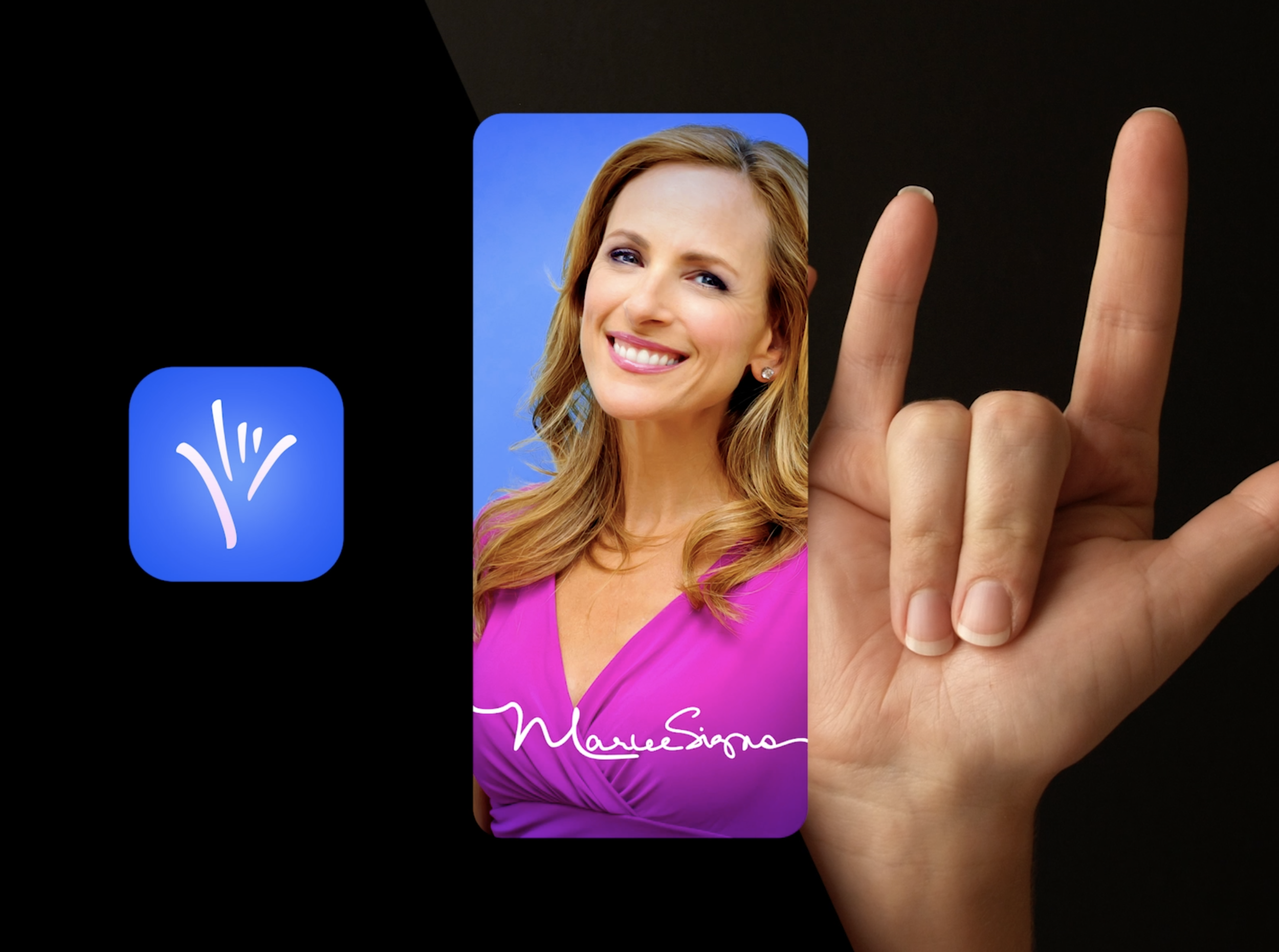 Marlee, Marlee Signs App Logo, ASL Sign