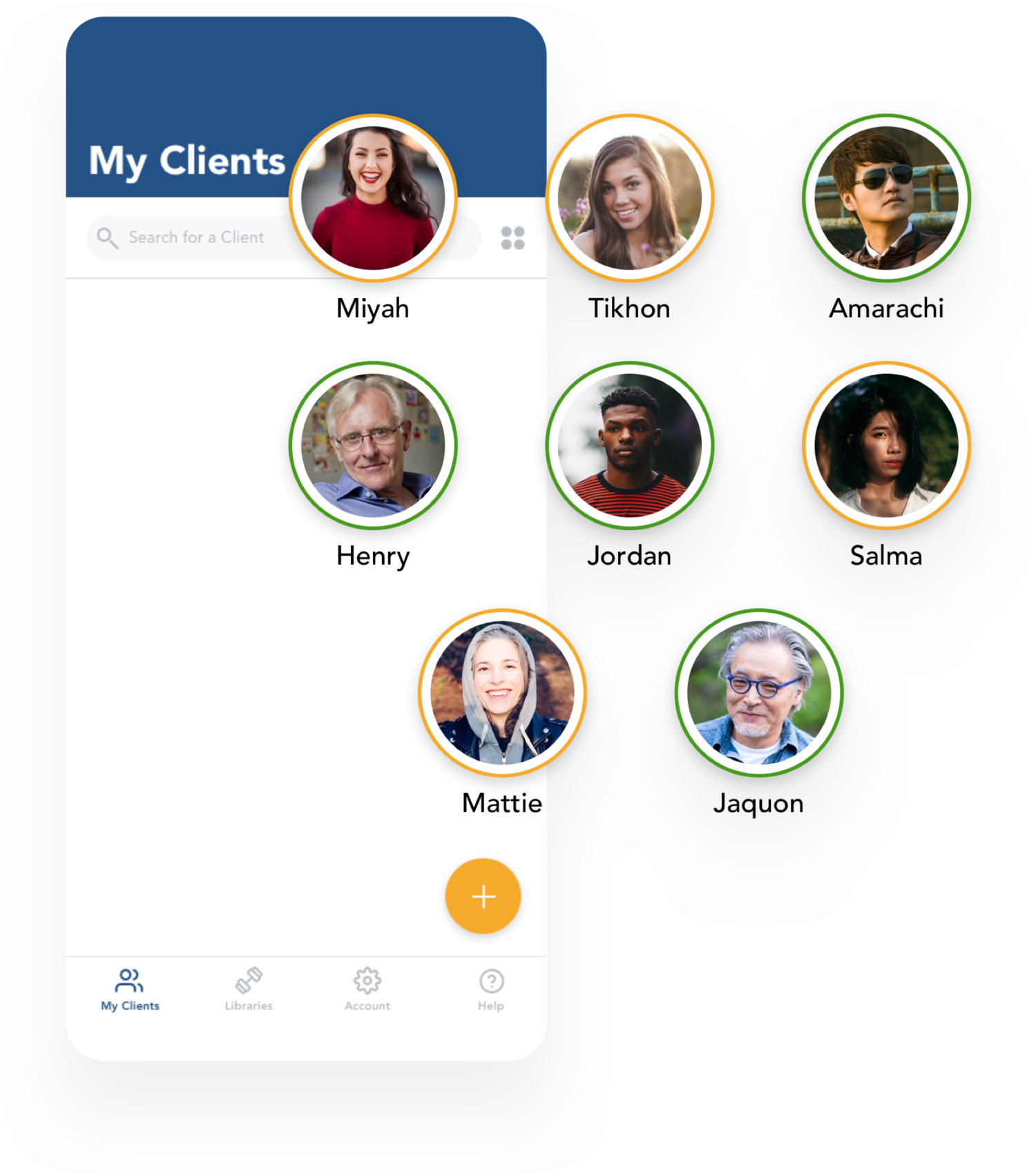 Manage My Clients in App screen