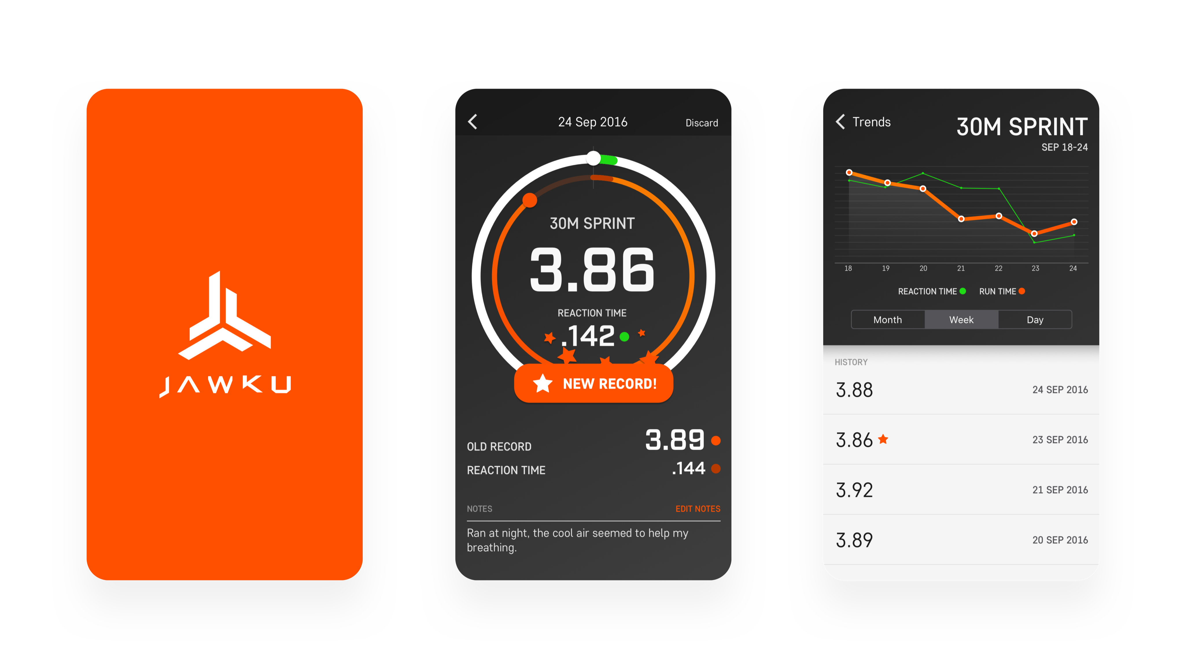 JAWKU progress tracking screens