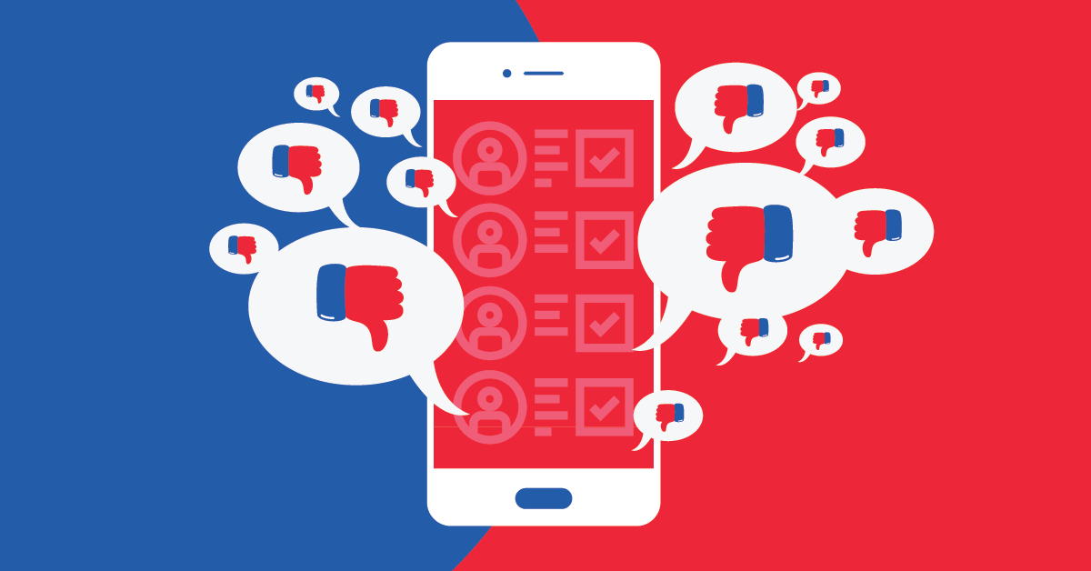 Thumbs down votes on a voting app illustration
